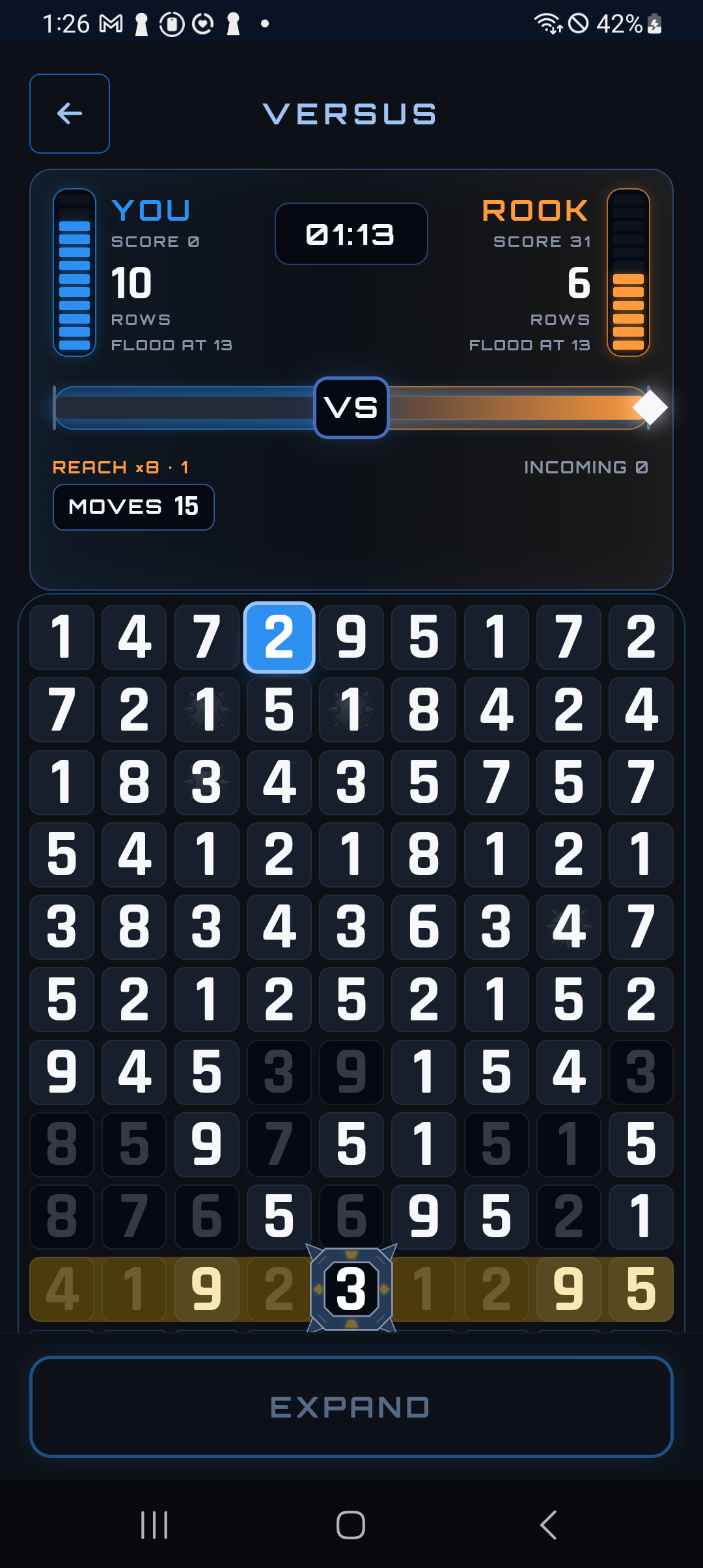 Blast Match live Versus match on a mobile device